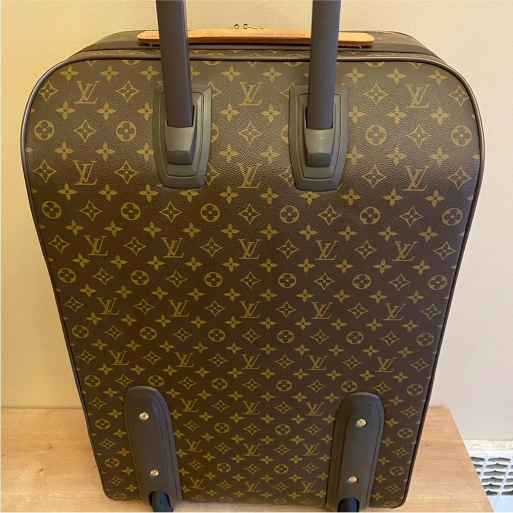 Louis Vuitton Brown Monogram Rolling Carry-On with Tan Accents